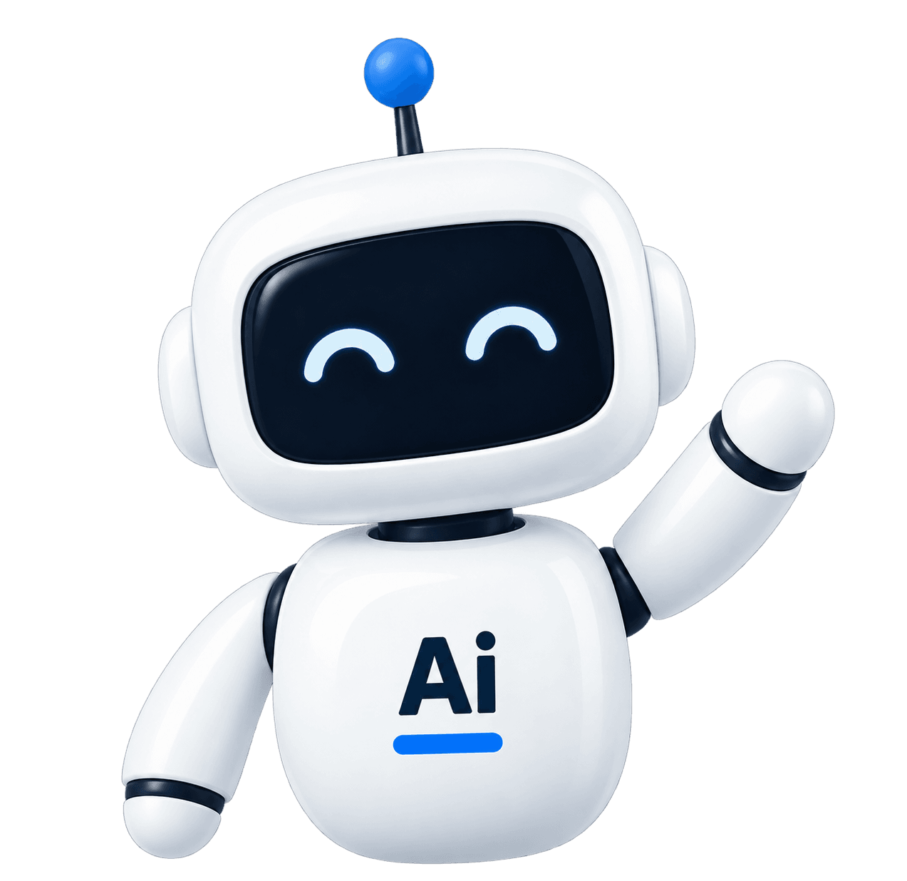 Friendly waving Ai robot representing the editable review draft assistant